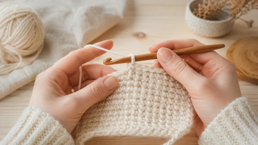 Kiinteä silmukka virkkaus vaihe vaiheelta virkkuukoukulla